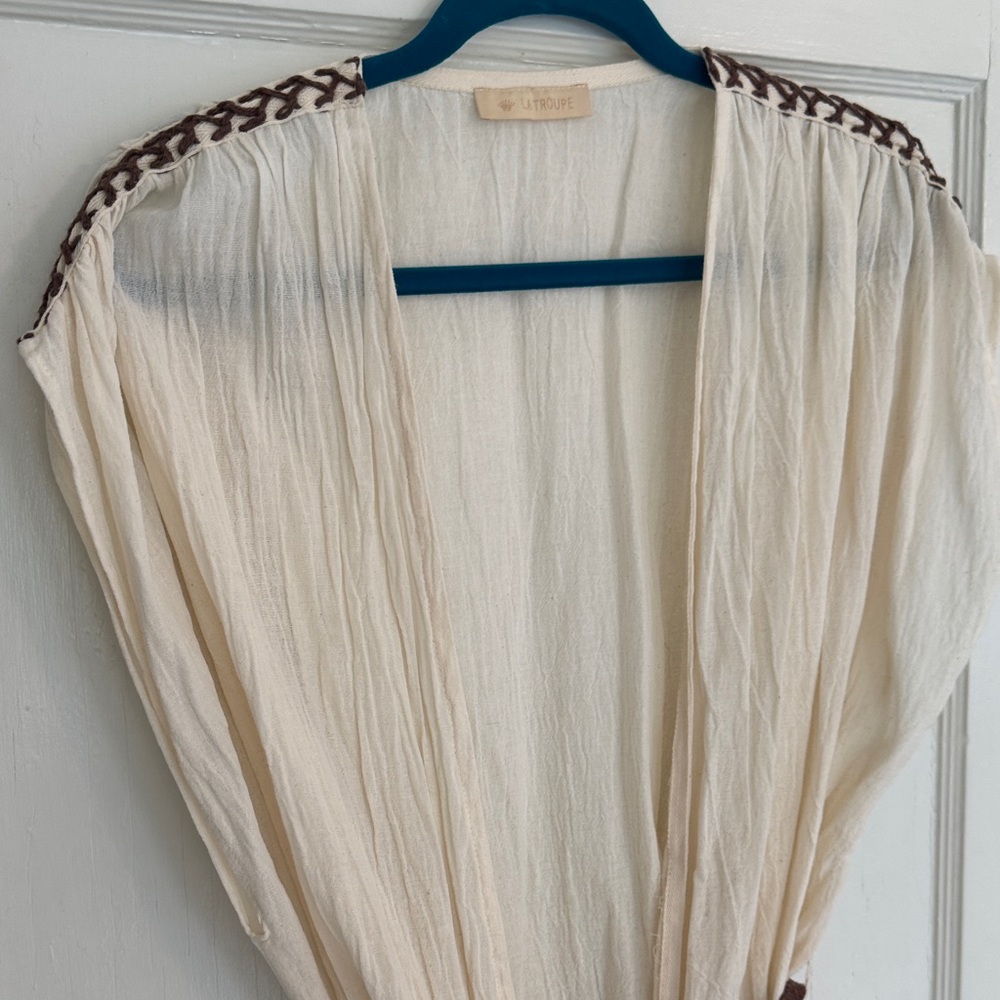 Cream Women's Swim Coverup with Brown Accents - Picture 4 of 7